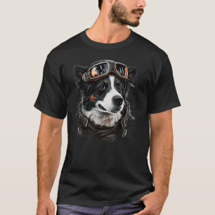Luchtvaart Border Collie Vliegtuigpiloot op Border T-shirt