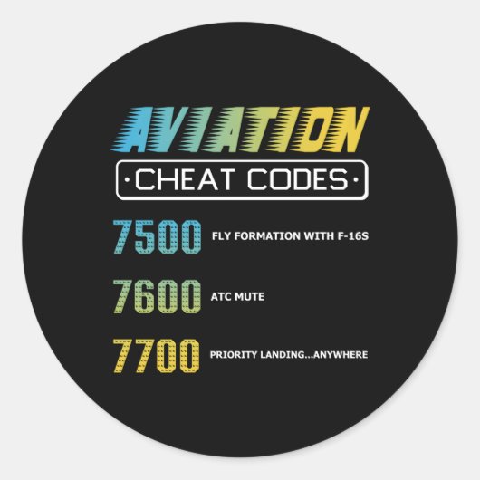Luchtvaart Cheat Codes Luchtvaart Pilo Ronde Sticker (Voorkant)