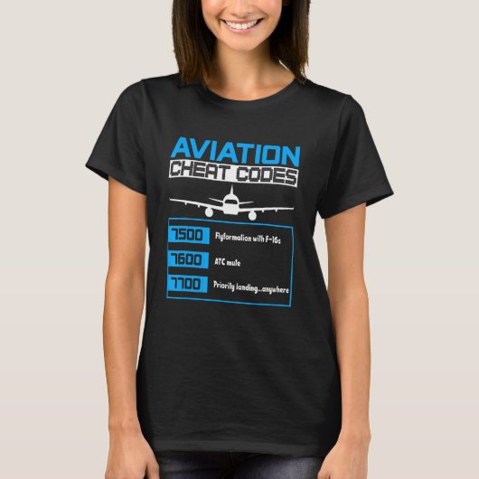Luchtvaart Cheat Codes Luchtvaart T-shirt Pilot T- (Voorkant)