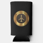 Luchtvaart - Gold Airplane Logo Seltzer Koelbox Blikjeskoeler (Achterkant)