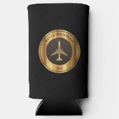 Luchtvaart - Gold Airplane Logo Seltzer Koelbox Seltzer Blikjeskoeler (Voorkant)