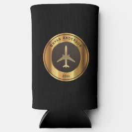 Luchtvaart - Gold Airplane Logo Seltzer Koelbox Seltzer Blikjeskoeler