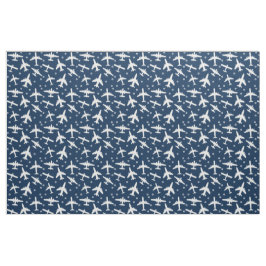 Luchtvaart Marine Blauw en Wit Vliegtuigpatroon Stof