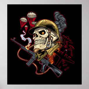 Luchtvaart- of marineparatrooper schedel met Helme Poster