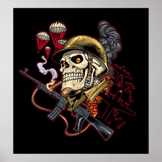 Luchtvaart- of marineparatrooper schedel met Helme Poster (Voorkant)