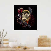 Luchtvaart- of marineparatrooper schedel met Helme Poster (Keuken)