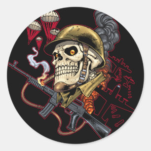 Luchtvaart- of marineparatrooper schedel met Helme Ronde Sticker