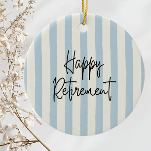 Luchtvaart Piloot Pensioen Foto Blauw Ivoor Strepe Keramisch Ornament