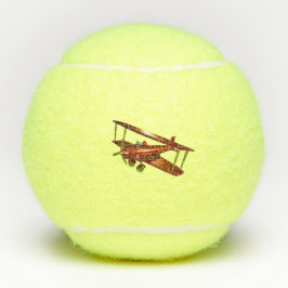 Luchtvaart Retro Flying Red Bi-vliegtuig Tennisballen