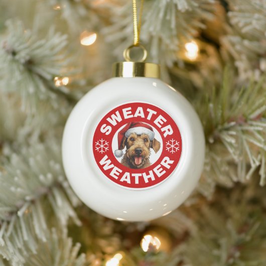 Luchtvaart Terrier Sweater Weer Keramische Bal Ornament (Boom)