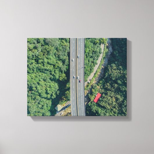 Luchtvaart uitzicht op de snelweg overdag canvas afdruk (Voorkant)