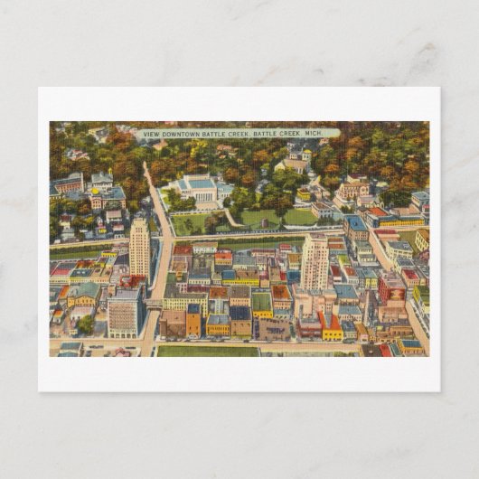 Luchtvaart Uitzicht van Battle Creek, Michigan,  Briefkaart (Voorkant)