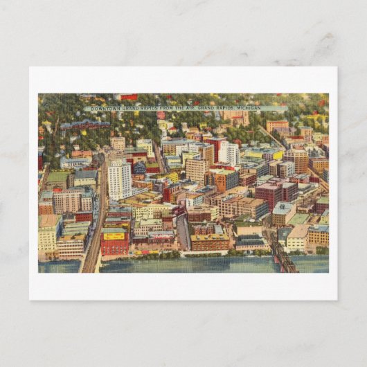 Luchtvaart Uitzicht van Grand Rapids, Michigan,  Briefkaart (Voorkant)