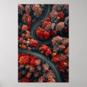 Luchtvaart Uitzicht van kronkelende weg door rode  Poster (Voorkant)