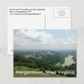 Luchtvaart Uitzicht van Morgantown WV, Mon River B Briefkaart (Voorkant / Achterkant)