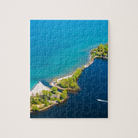 Luchtvaart uitzicht van Sodus Bay en Lake Ontario Legpuzzel (Verticaal)