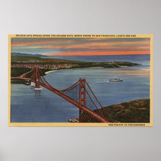 Luchtvaart van Golden Gate Bridge & Bay Area Poster (Voorkant)