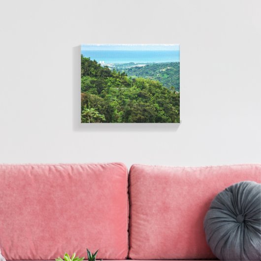 Luchtvaart van het kustgebied puerto-rico te el yu canvas afdruk (Insitu (Woonkamer))