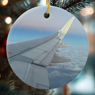 Luchtvaart Vliegtuig Kerst Foto Op Maat Keramisch Ornament