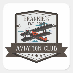 Luchtvaart Vliegtuig Pilot Club Custom Vierkante Sticker