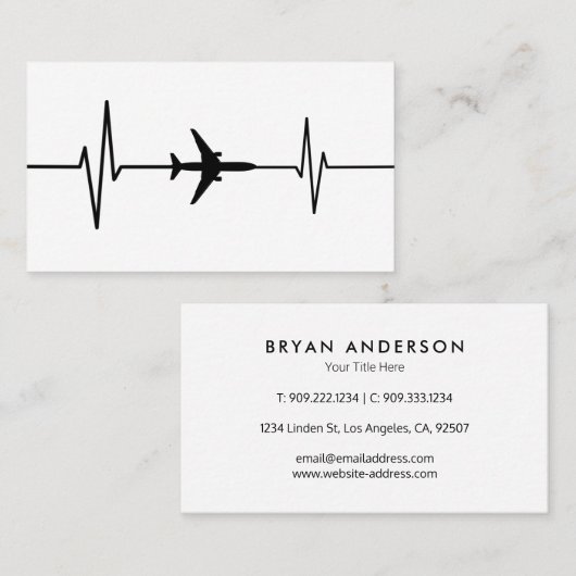 Luchtvaart Vliegtuig Pulse Visitekaartje (Voorkant / Achterkant)