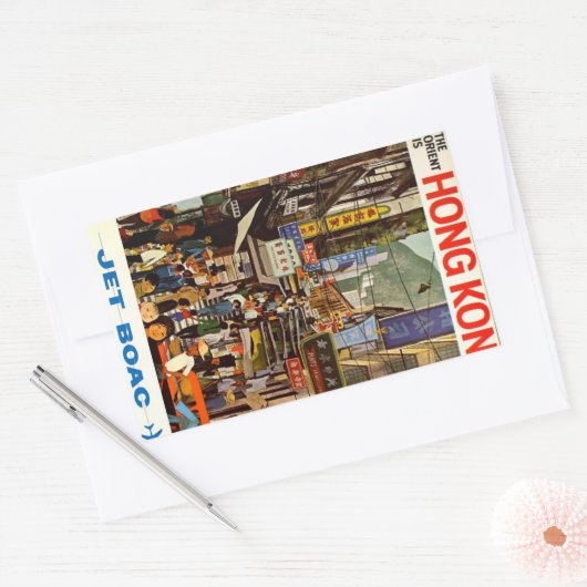  luchtvaartadvertenties in Hongkong Rechthoekige Sticker (Envelop)