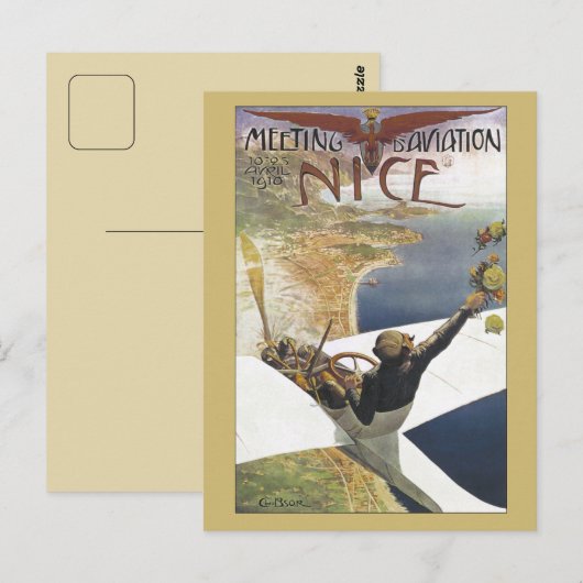 luchtvaartbijeenkomst te Nice, Frankrijk en Briefkaart (Voorkant / Achterkant)