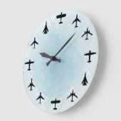 Luchtvaartblauw Waterverf Grote klok (Hoek)