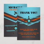 Luchtvaartdag blauw, rood, zwart bedankkaart (Voorkant / Achterkant)