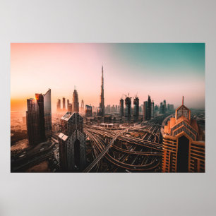 LUCHTVAARTFOTO VAN DE STAD HOOGWAARDIG OVERGEBRACH POSTER