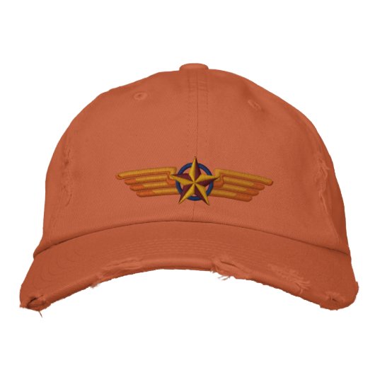 Luchtvaartgeborduurde Star Badge Pilot Wings Pet (Voorkant)
