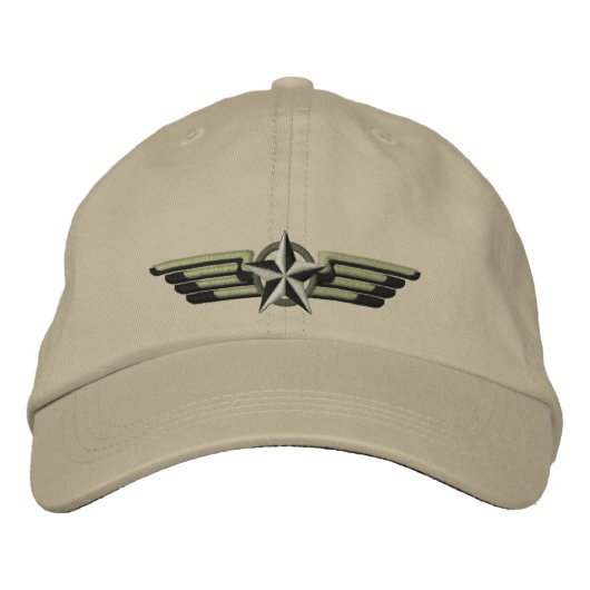 Luchtvaartgeborduurde Star Badge Pilot Wings Pet (Voorkant)