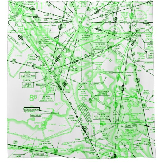 Luchtvaartgrafiek Douchegordijn (Voorkant)