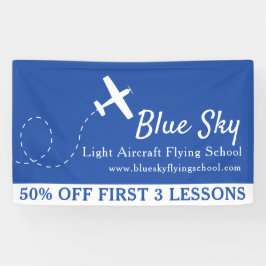 Luchtvaartindustrie met blauw en wit blauw spandoek