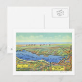 Luchtvaartkaart van het meer en omringende dijen briefkaart (Voorkant / Achterkant)