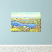 Luchtvaartkaart van het meer en omringende dijen canvas afdruk (Insitu (Houten vloer))