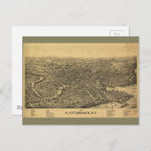 Luchtvaartkaart van Plattsburgh New York (1899) Briefkaart (Voorkant / Achterkant)