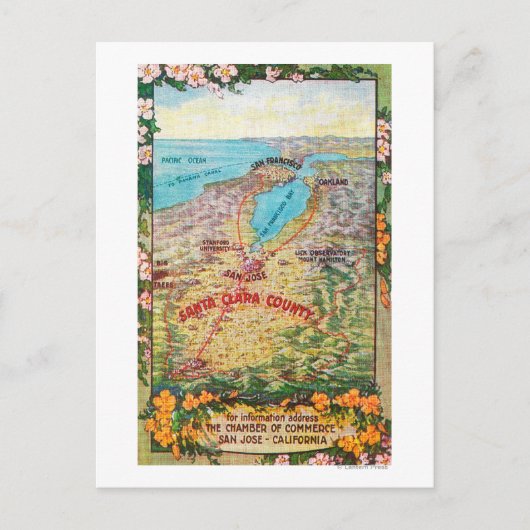 Luchtvaartkaart van Santa Clara Briefkaart (Voorkant)