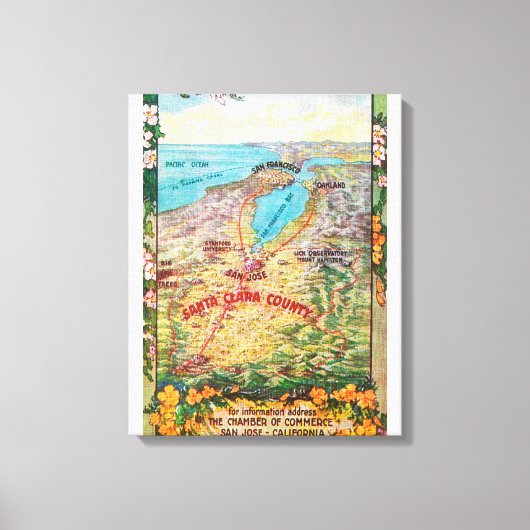 Luchtvaartkaart van Santa Clara Canvas Afdruk (Voorkant)
