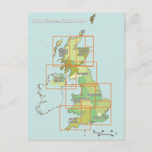 Luchtvaartkaart Verenigd Koninkrijk Briefkaart (Voorkant)