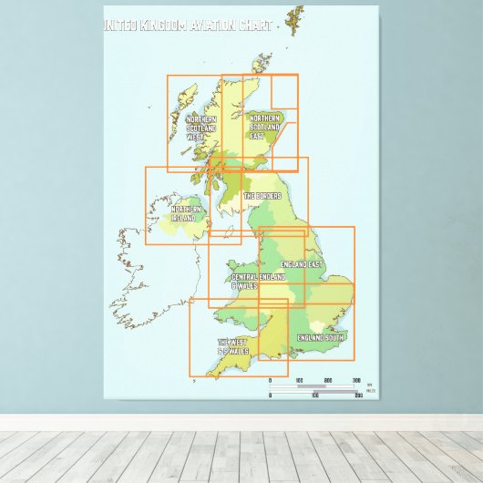 Luchtvaartkaart Verenigd Koninkrijk Canvas Afdruk (Insitu (Houten vloer))