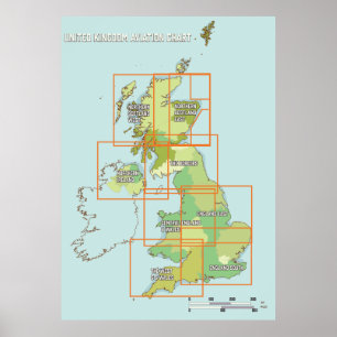 Luchtvaartkaart Verenigd Koninkrijk Poster