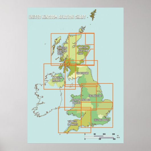 Luchtvaartkaart Verenigd Koninkrijk Poster (Voorkant)