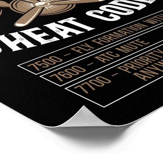 Luchtvaartkap van het Vliegtuig Pilot Codes 7500 Poster (Hoek)