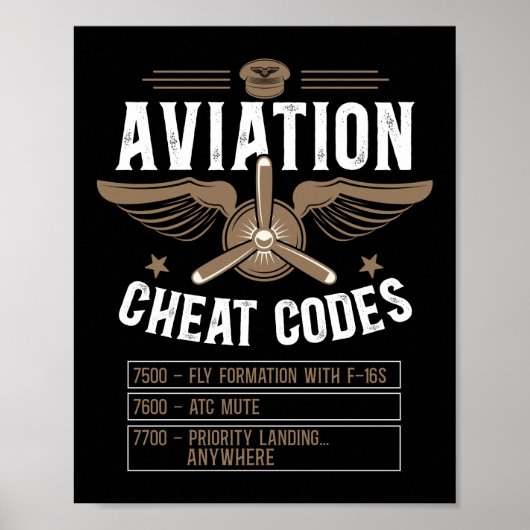 Luchtvaartkap van het Vliegtuig Pilot Codes 7500 Poster (Voorkant)