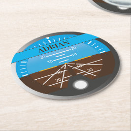 Luchtvaartkapitein Co-Pilot Flight Instrument Prin Ronde Kartonnen Onderzetter