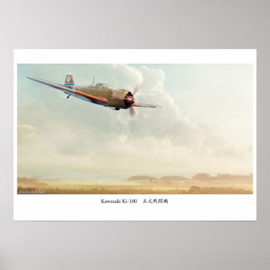 Luchtvaartkunstposter ”Kawasaki Ki-100” Poster (Voorkant)