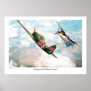Luchtvaartkunstposter "Nakajima Ki-84疾風 "Frank" Poster