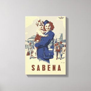 Luchtvaartlijnen van SABENA van het pop-art de Ex Canvas Afdruk
