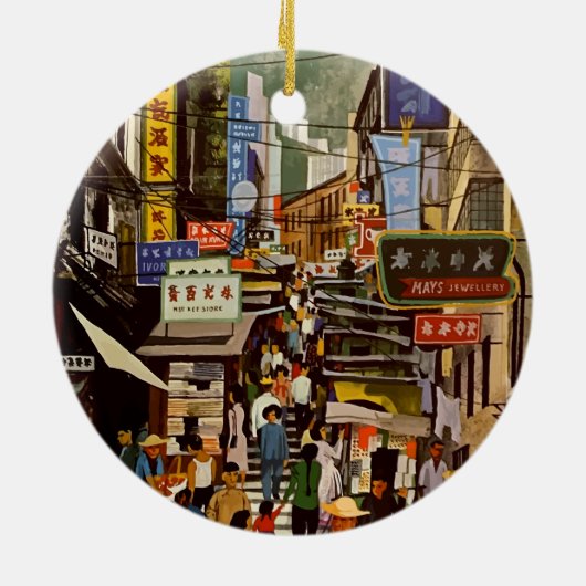  luchtvaartmaatschappij Hong Kong China Reis Keramisch Ornament (Achterkant)